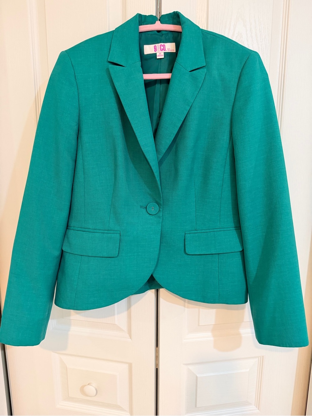 9 & Co. Women's kelly green Single-Button Tailored Blazer professional sz. 10